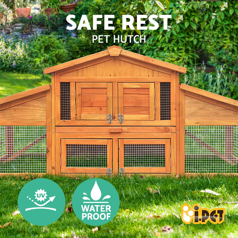 I.Pet Chicken Coop Rabbit Hutch Large Extra Large Hutches Wooden House Run Cage