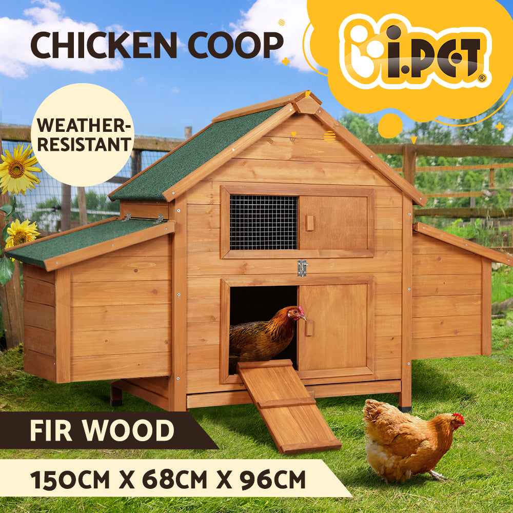 I.Pet Chicken Coop Rabbit Hutch Large Extra Large Hutches Wooden House Run Cage