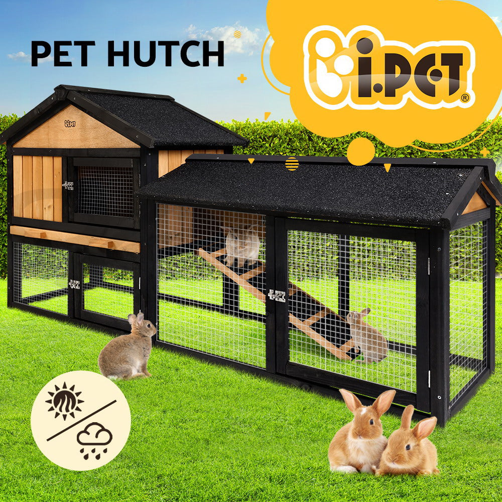 I.Pet Chicken Coop Rabbit Hutch Large Extra Large Hutches Wooden House Run Cage