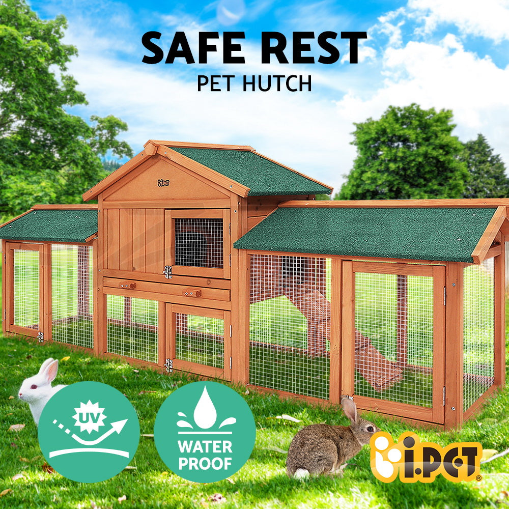 I.Pet Chicken Coop Rabbit Hutch Large Extra Large Hutches Wooden House Run Cage