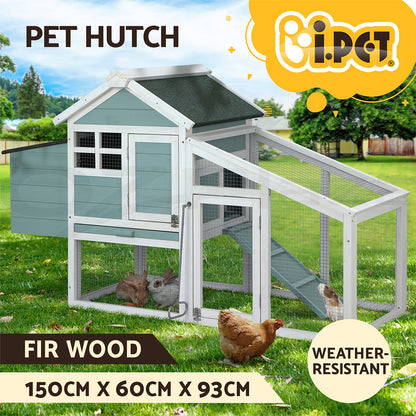 I.Pet Chicken Coop Rabbit Hutch Large Extra Large Hutches Wooden House Run Cage