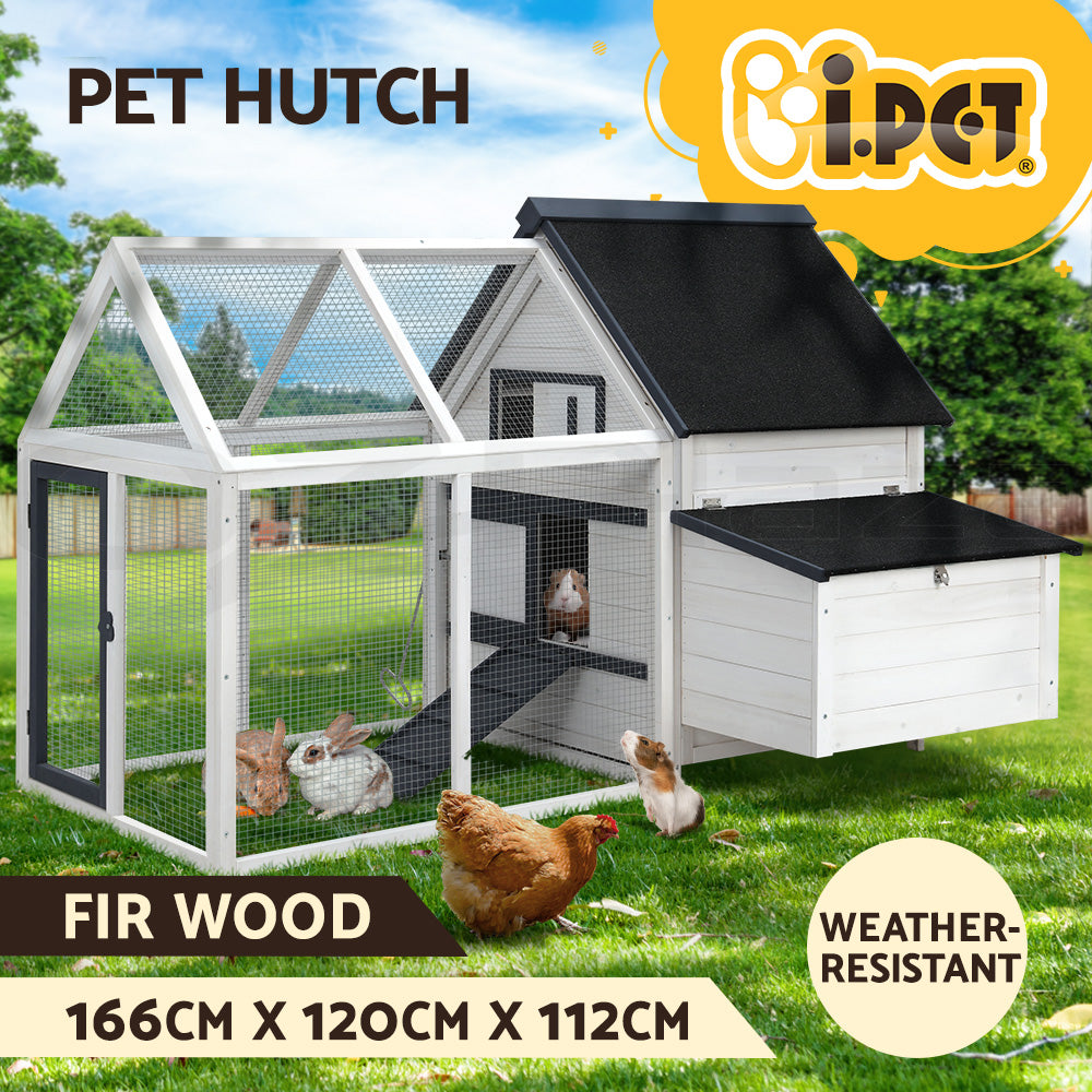 I.Pet Chicken Coop Rabbit Hutch Large Extra Large Hutches Wooden House Run Cage