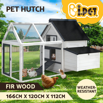 I.Pet Chicken Coop Rabbit Hutch Large Extra Large Hutches Wooden House Run Cage