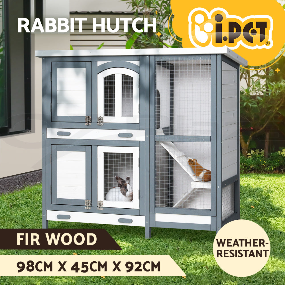 I.Pet Chicken Coop Rabbit Hutch Large Extra Large Hutches Wooden House Run Cage