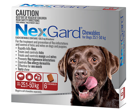 Flea & Tick Control Chews for XL Dogs 25.1-50Kg 6Pk