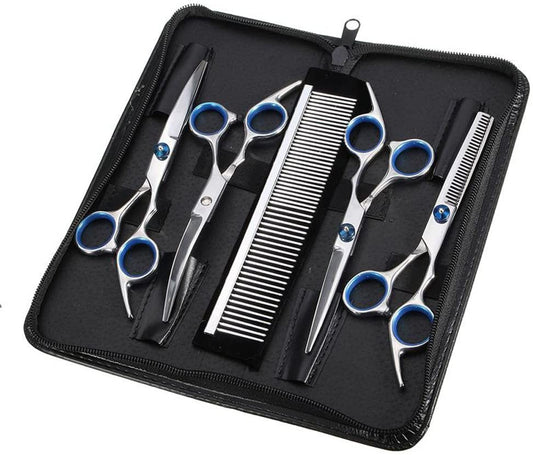 Dog Scissors Fur Scissors for Dogs Cat 5-In-1 Sharp Curved Scissors